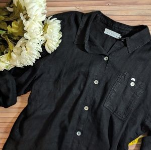 Loose Fit Black Button Down Shirt